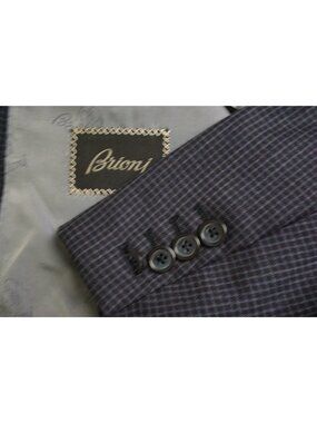 Brioni NM Colosse 100% Wool Blue Plaid Sport Coat Jacket Sz 44R